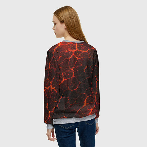 Женский свитшот Символ волчья лапа в огненной стихии / 3D-Меланж – фото 4