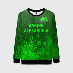 Свитшот женский Asking Alexandria - green gradient посередине, цвет: 3D-черный