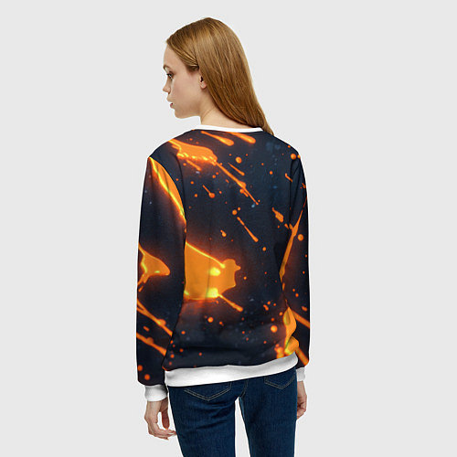 Женский свитшот Оранжевая краска в движении / 3D-Белый – фото 4
