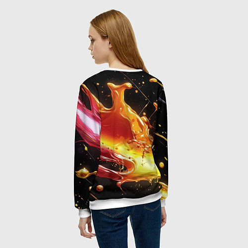 Женский свитшот Динамичная краска текстура / 3D-Белый – фото 4