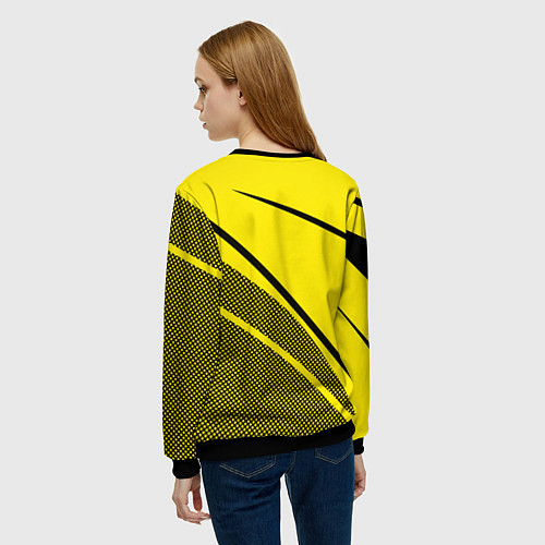 Женский свитшот Sport жёлтый с чёрным точечный / 3D-Черный – фото 4