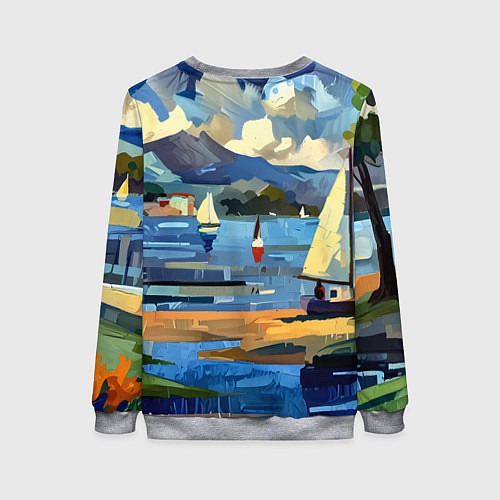 Женский свитшот Средиземноморский пейзаж / 3D-Меланж – фото 2