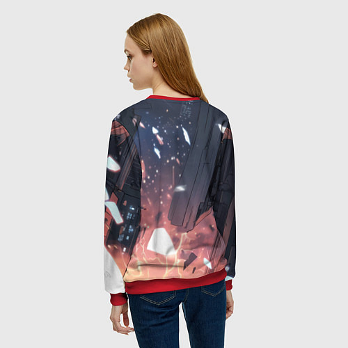 Женский свитшот Полет Бэтмена / 3D-Красный – фото 4