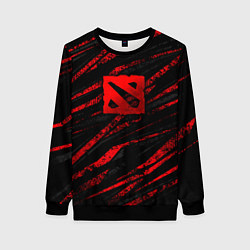 Свитшот женский Dota 2 - красные потертости, цвет: 3D-черный