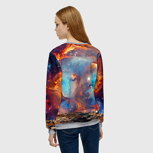 Женский свитшот Сенбернар в космосе / 3D-Меланж – фото 4