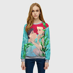 Свитшот женский Парень и русалочка, цвет: 3D-меланж — фото 2