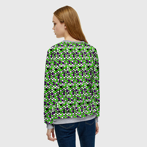 Женский свитшот Киберпанк шестиугольники зелёные / 3D-Меланж – фото 4