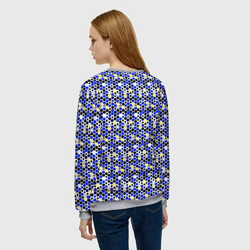 Женский свитшот Киберпанк шестиугольники синие / 3D-Меланж – фото 4