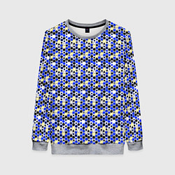 Свитшот женский Киберпанк шестиугольники синие, цвет: 3D-меланж