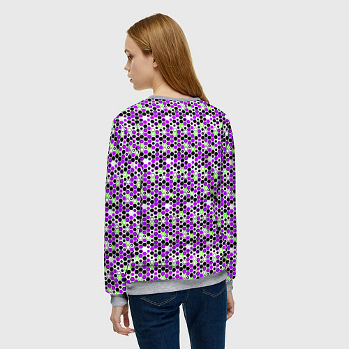 Женский свитшот Киберпанк шестиугольники фиолетовые / 3D-Меланж – фото 4