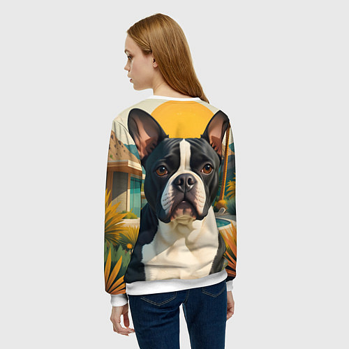 Женский свитшот Бульдог и лето / 3D-Белый – фото 4