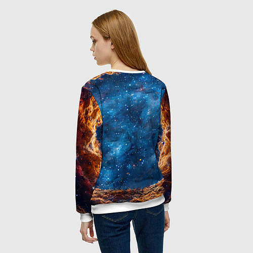 Женский свитшот Финский лаппхунд в космосе / 3D-Белый – фото 4