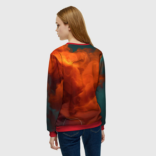 Женский свитшот Джокер и оранжевый дым / 3D-Красный – фото 4