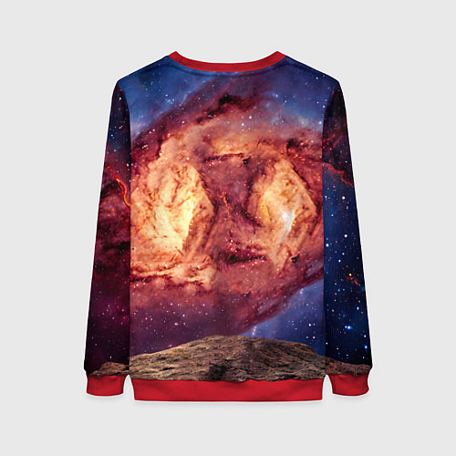 Женский свитшот Фокстерьер в космосе / 3D-Красный – фото 2