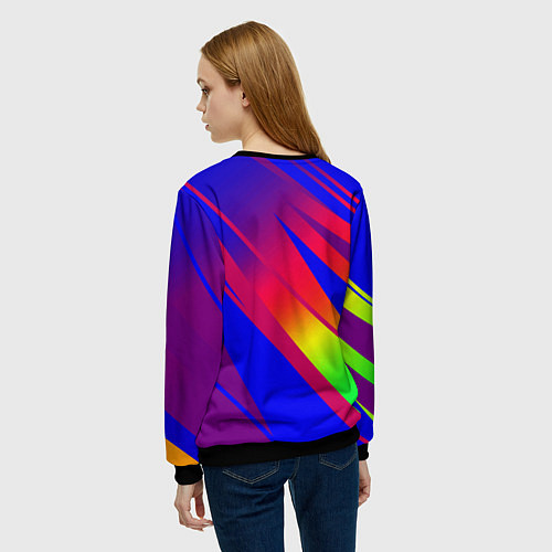 Женский свитшот Красно-синий с полосами градиент / 3D-Черный – фото 4