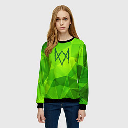 Свитшот женский Watch Dogs green poly, цвет: 3D-черный — фото 2