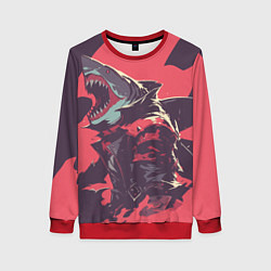 Свитшот женский Орущая акула, цвет: 3D-красный
