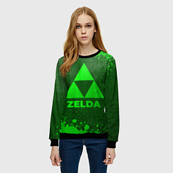 Свитшот женский Zelda - green gradient, цвет: 3D-черный — фото 2