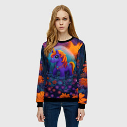 Свитшот женский Сказочный единорог, цвет: 3D-черный — фото 2