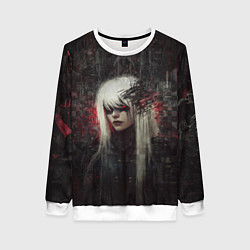 Свитшот женский Беловолосая девушка-киборг, цвет: 3D-белый