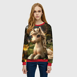 Свитшот женский Единорожка кофейного цвета, цвет: 3D-красный — фото 2