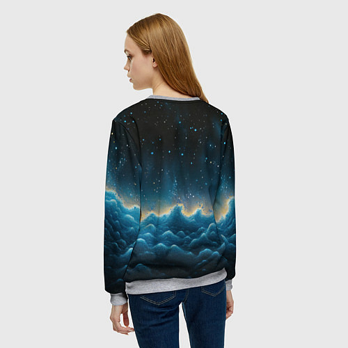 Женский свитшот Облака и черное небо текстура / 3D-Меланж – фото 4