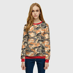 Свитшот женский Абстракция - закрученный узор, цвет: 3D-красный — фото 2