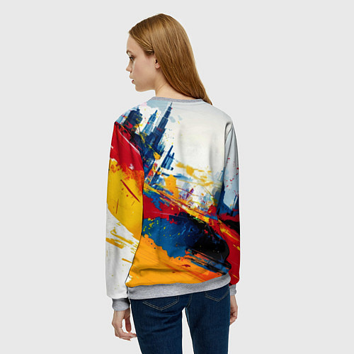 Женский свитшот Человек - паук и пролитая краска / 3D-Меланж – фото 4
