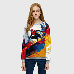 Свитшот женский Человек - паук и пролитая краска, цвет: 3D-меланж — фото 2