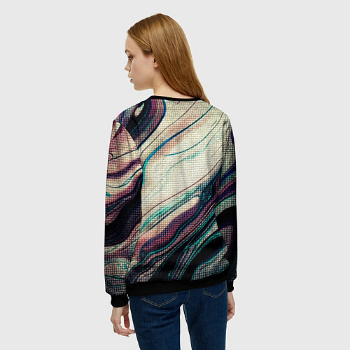 Женский свитшот Абстракция тёмные краски с текстурой / 3D-Черный – фото 4