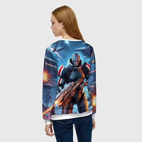 Женский свитшот Mass Effect - space fantasy / 3D-Белый – фото 4