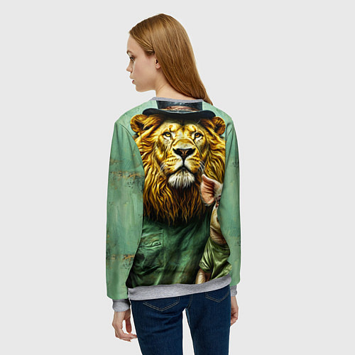 Женский свитшот Лев со свиньей / 3D-Меланж – фото 4