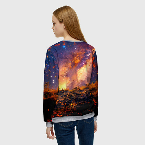 Женский свитшот Скотч-терьер в космосе / 3D-Меланж – фото 4