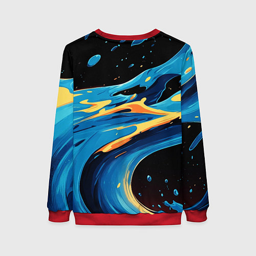 Женский свитшот Синяя волна из красок / 3D-Красный – фото 2