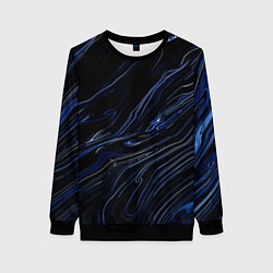 Свитшот женский Чёрно-синий абстракция линии, цвет: 3D-черный