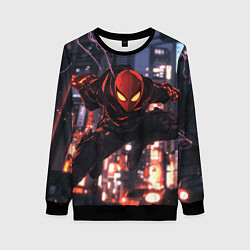Свитшот женский Человек паук в черном, цвет: 3D-черный