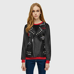 Свитшот женский Косуха с нашивками Metallica, цвет: 3D-красный — фото 2