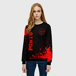 Свитшот женский Porto - red gradient вертикально, цвет: 3D-черный — фото 2