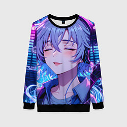 Свитшот женский Влюбленный в музыку, цвет: 3D-черный