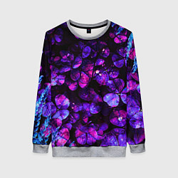 Свитшот женский Флуоресцентные цветы, цвет: 3D-меланж
