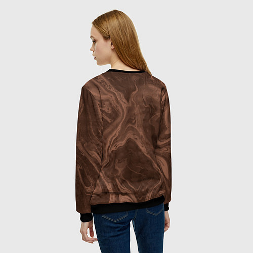 Женский свитшот Коричневый абстракция в точку / 3D-Черный – фото 4