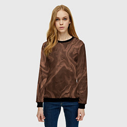 Свитшот женский Коричневый абстракция в точку, цвет: 3D-черный — фото 2