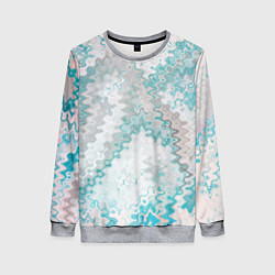 Свитшот женский Серо-бирюзовый абстрактный, цвет: 3D-меланж
