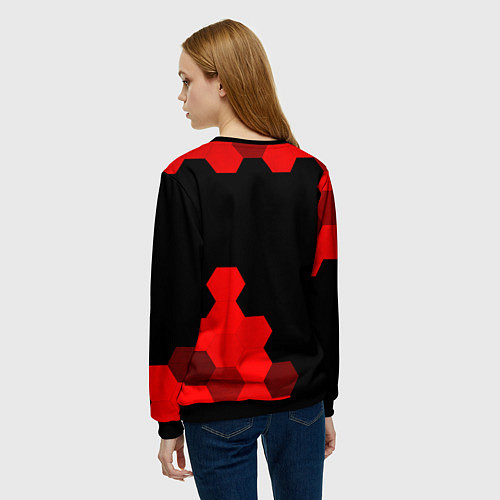 Женский свитшот Final Fantasy - red gradient вертикально / 3D-Черный – фото 4