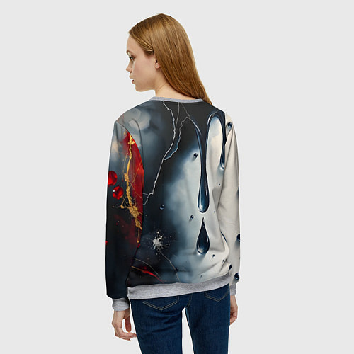 Женский свитшот Сюрреалистичная абстракция с каплями / 3D-Меланж – фото 4