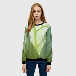 Свитшот женский Макро съемка листа, цвет: 3D-черный — фото 2