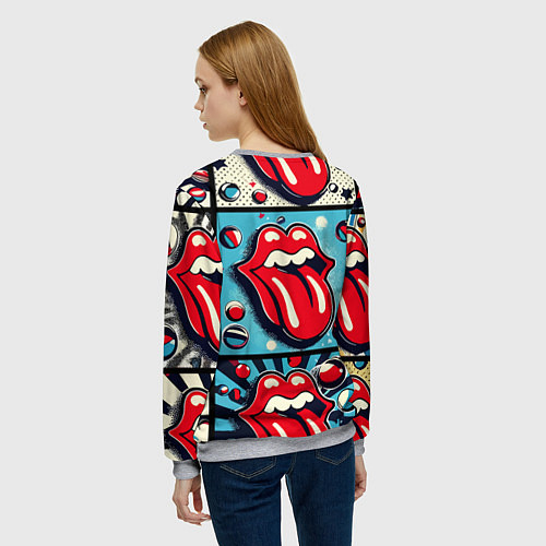Женский свитшот Rolling Stones logo - pop art / 3D-Меланж – фото 4