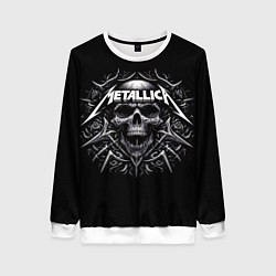 Свитшот женский Metallica - a skull with roses and thorns, цвет: 3D-белый