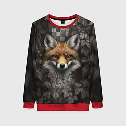 Свитшот женский Внимательный лис, цвет: 3D-красный