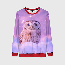 Свитшот женский Удивленная сова, цвет: 3D-красный